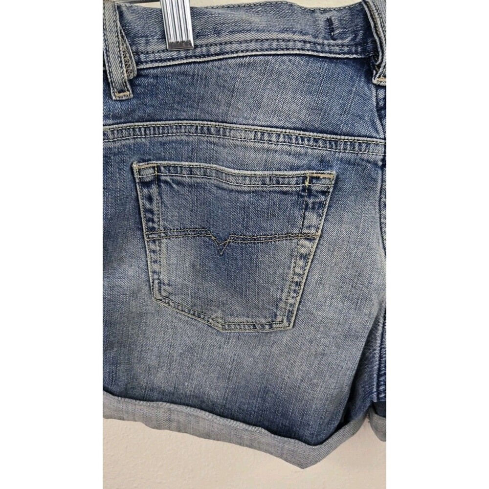 Diesel - Rolled Cuff Denim Shorts - Womens Sz 25 - Adj Waist - Blue - Vintage - Picture 10 of 13